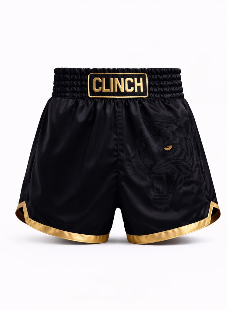 CLINCH Boxing Shorts - Tiger Black & Gold